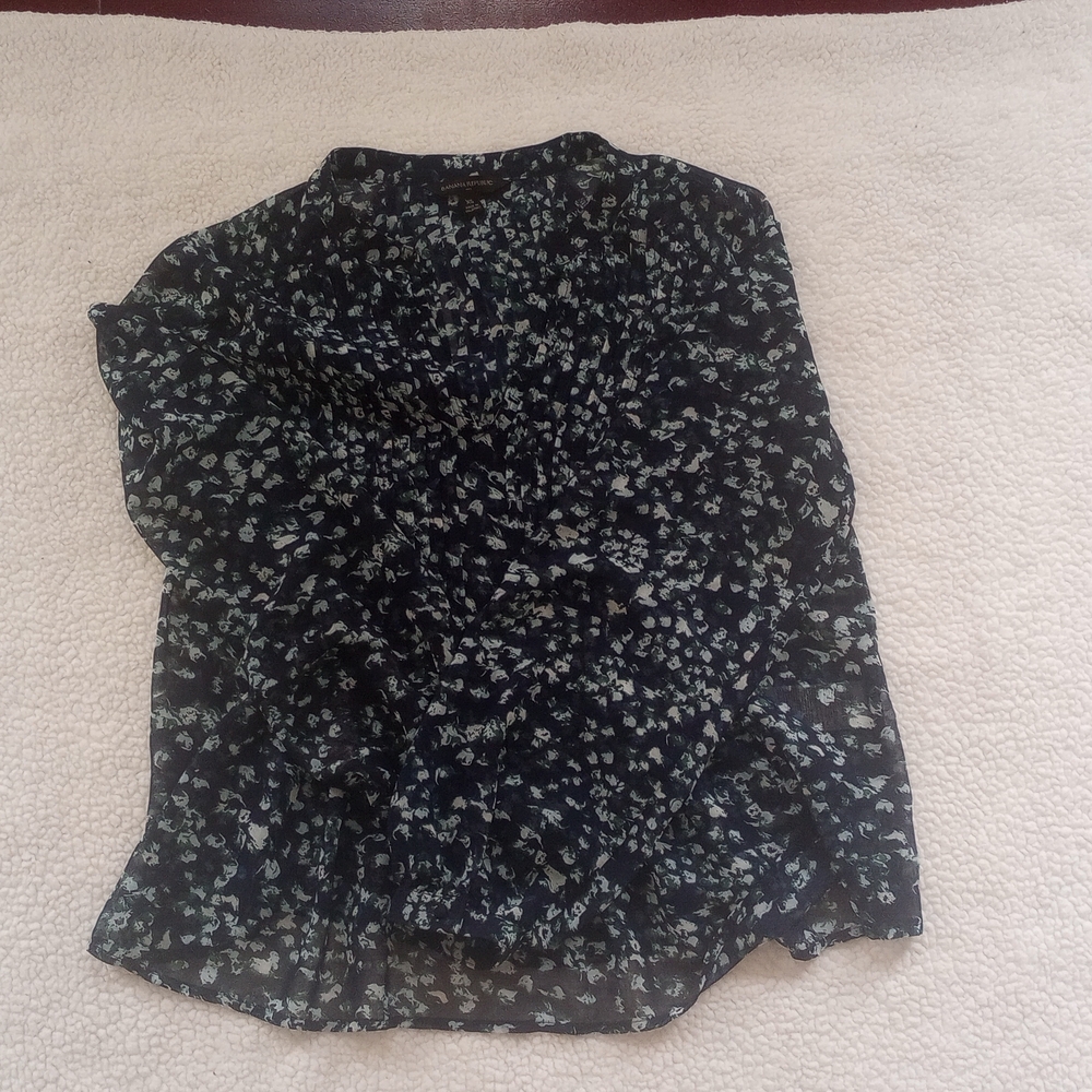 Banana Republic Navy Floral Blouse